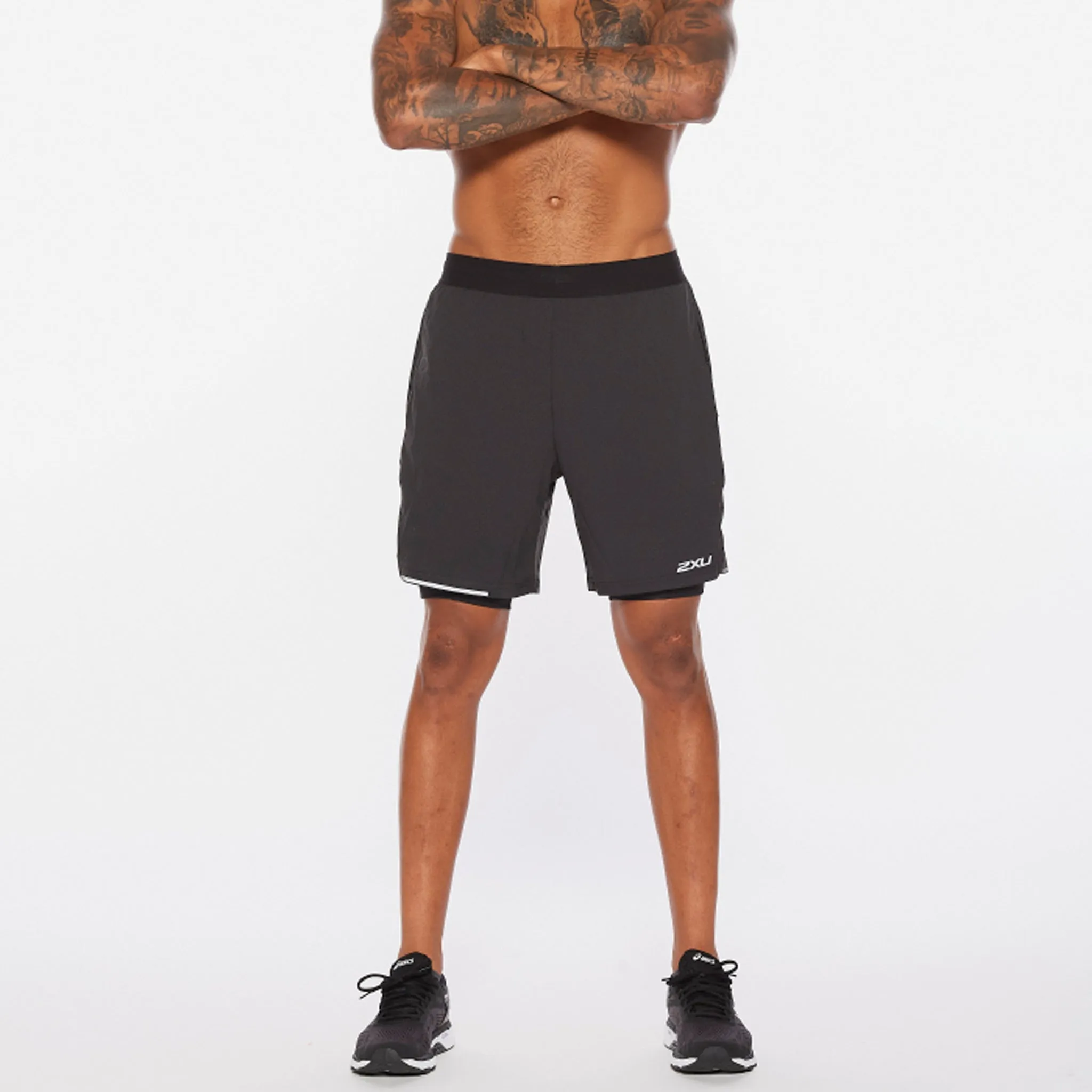 2XU Aero 2 in 1 7” Shorts Men's Black Silver Reflective