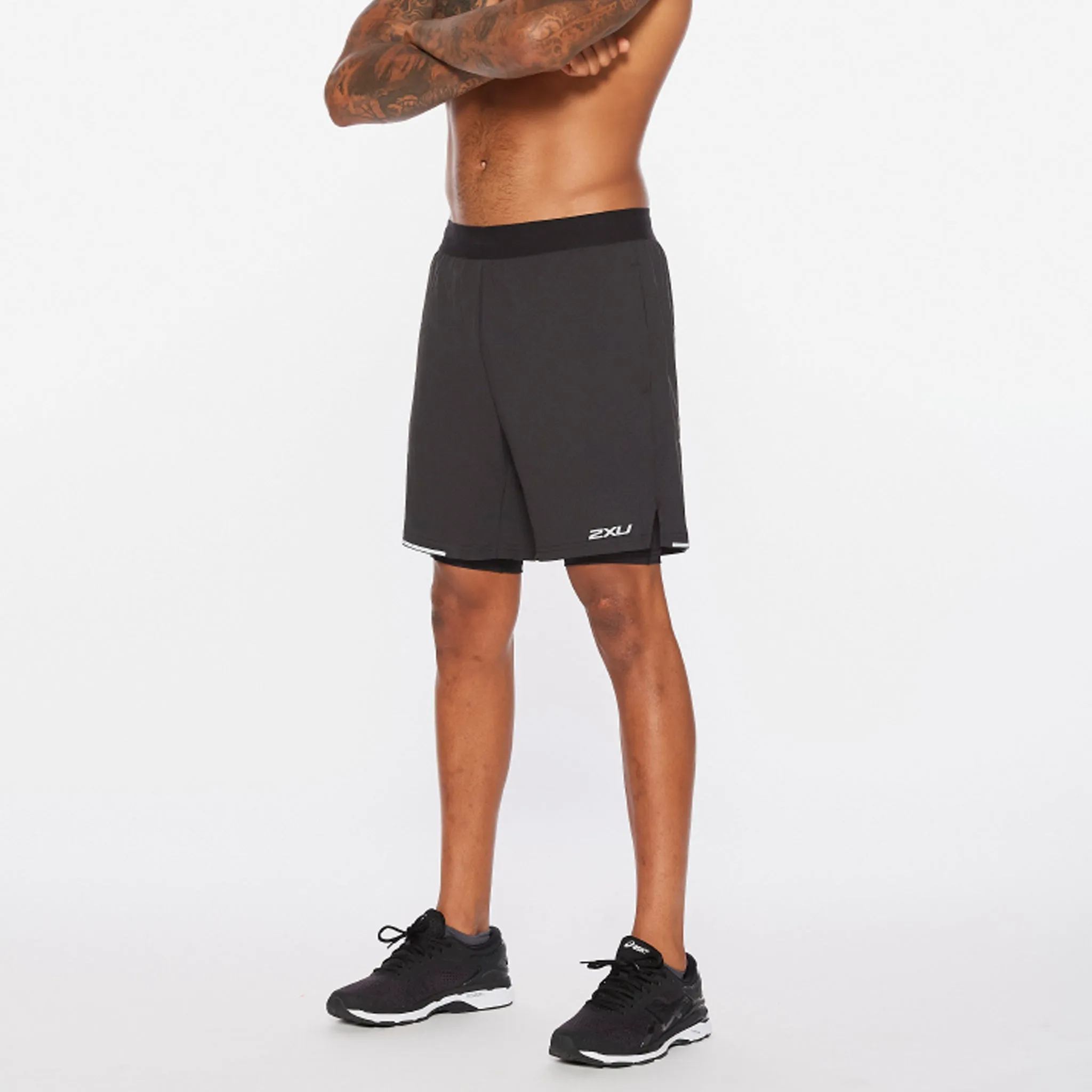 2XU Aero 2 in 1 7” Shorts Men's Black Silver Reflective