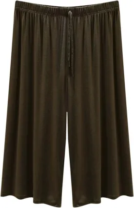 BZGTZT Women Wide Leg Palazzo Capri Pants Elastic Waist Drawstring Cropped Casual Joggers Lightweight Straight Trouser