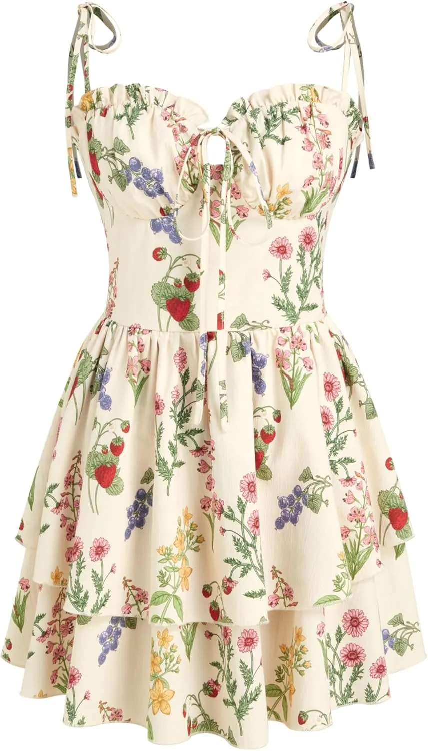 CIDER Womens Summer Dresses Floral Spaghetti Strap Cute Vacation Sundress Dress Boho Casual Outfits