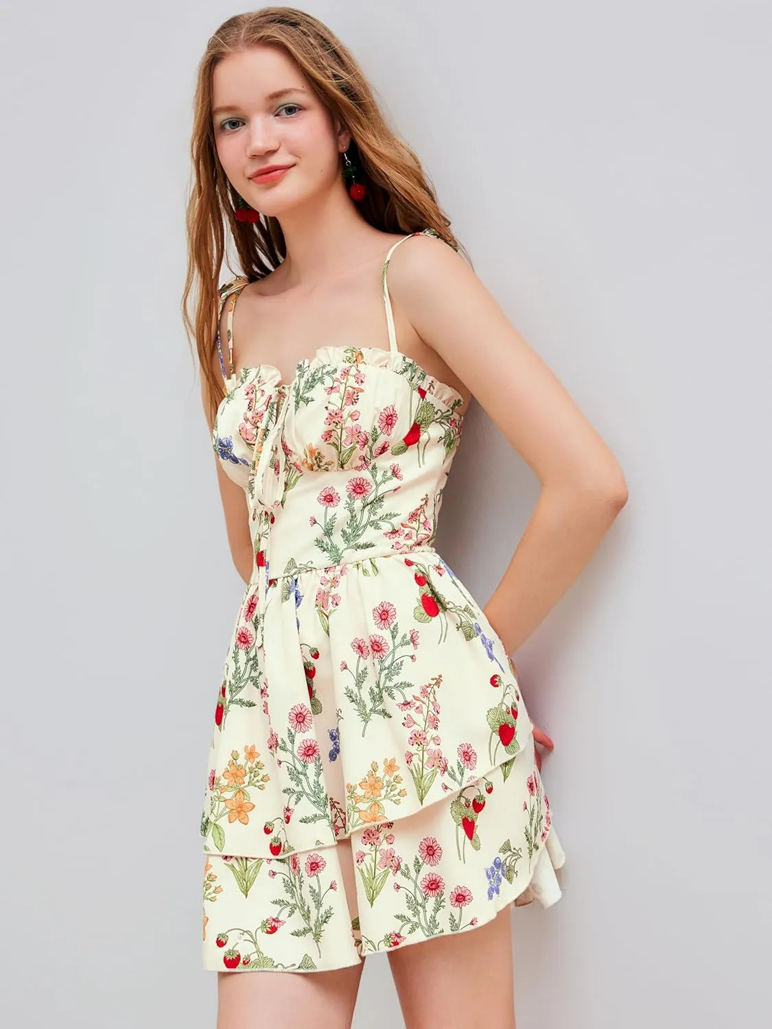 CIDER Womens Summer Dresses Floral Spaghetti Strap Cute Vacation Sundress Dress Boho Casual Outfits