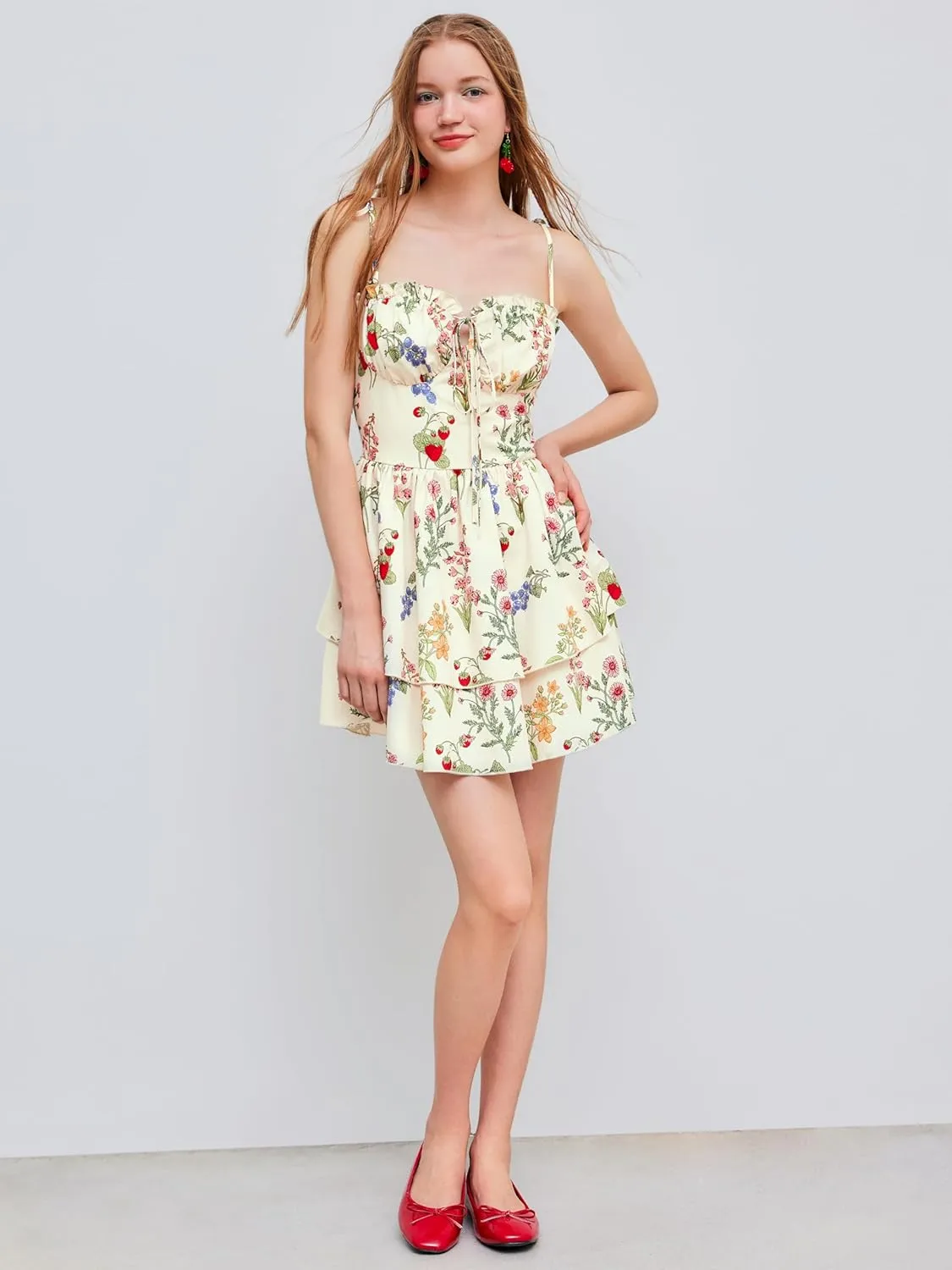 CIDER Womens Summer Dresses Floral Spaghetti Strap Cute Vacation Sundress Dress Boho Casual Outfits