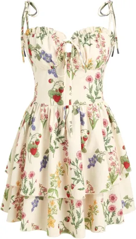 CIDER Womens Summer Dresses Floral Spaghetti Strap Cute Vacation Sundress Dress Boho Casual Outfits