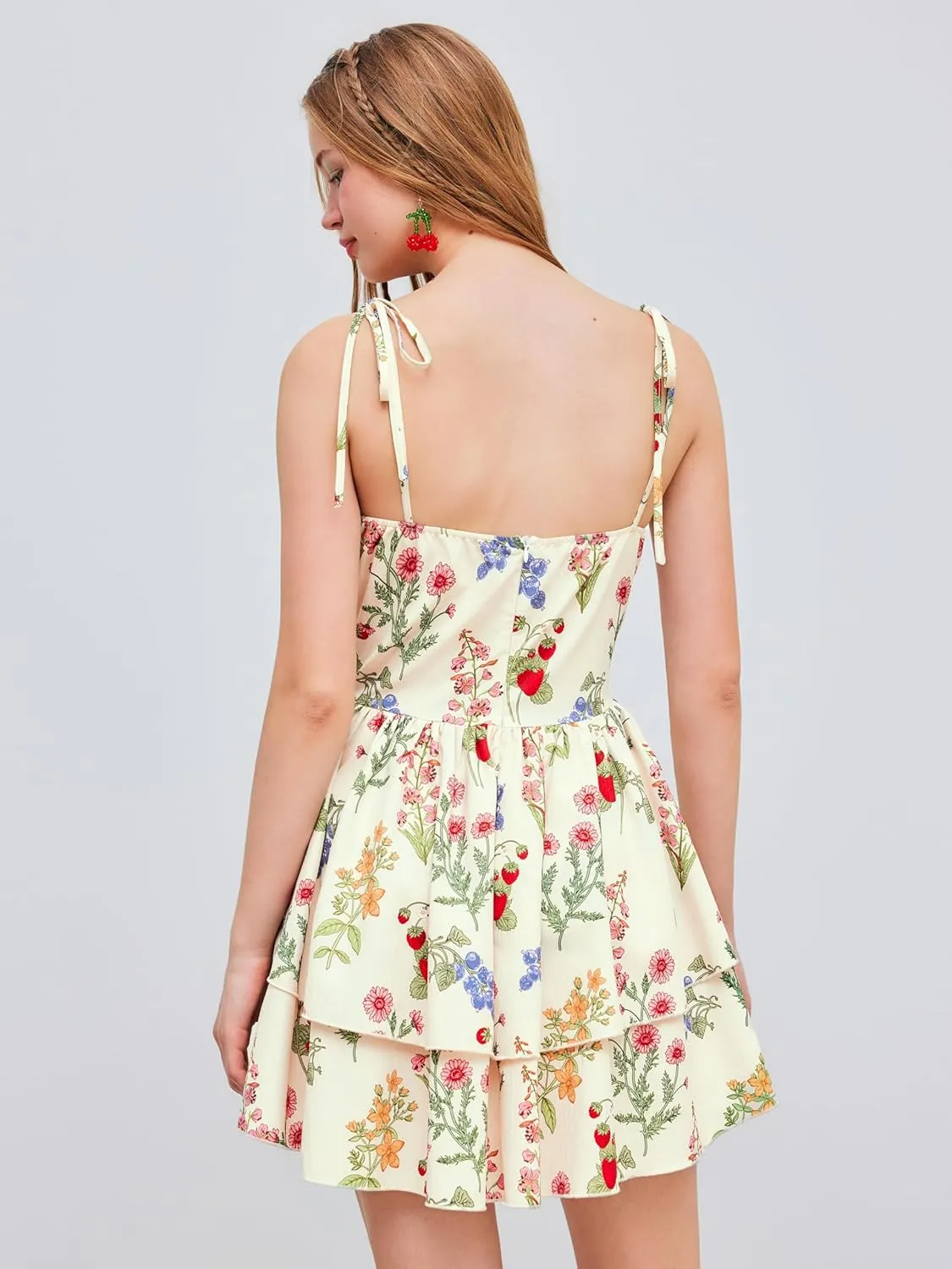 CIDER Womens Summer Dresses Floral Spaghetti Strap Cute Vacation Sundress Dress Boho Casual Outfits