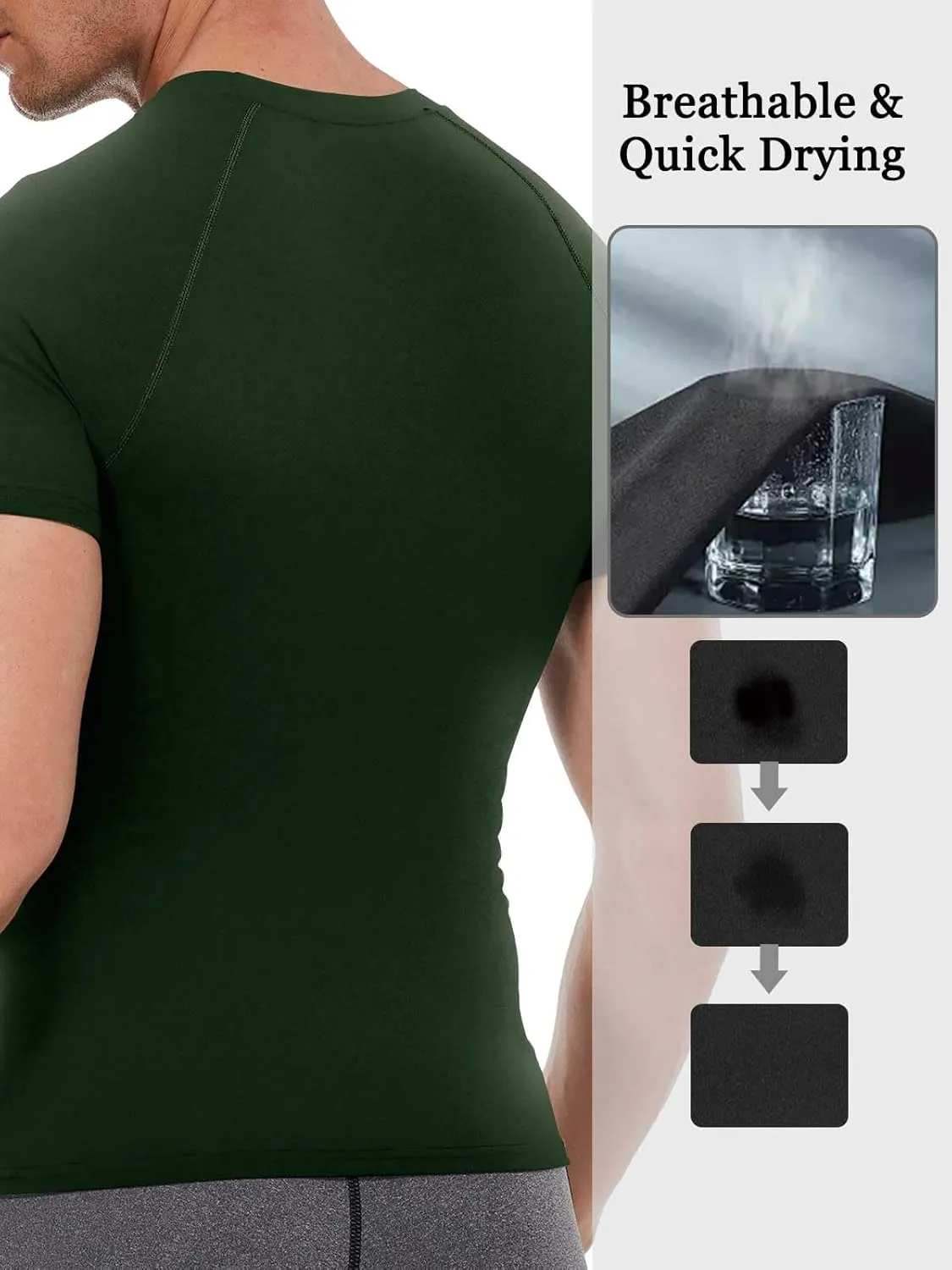 Compression Shirt Men Short Sleeve Cool Dry Workout Gym T-Shirt Breathable Athletic Sports Undershirts Running Tops