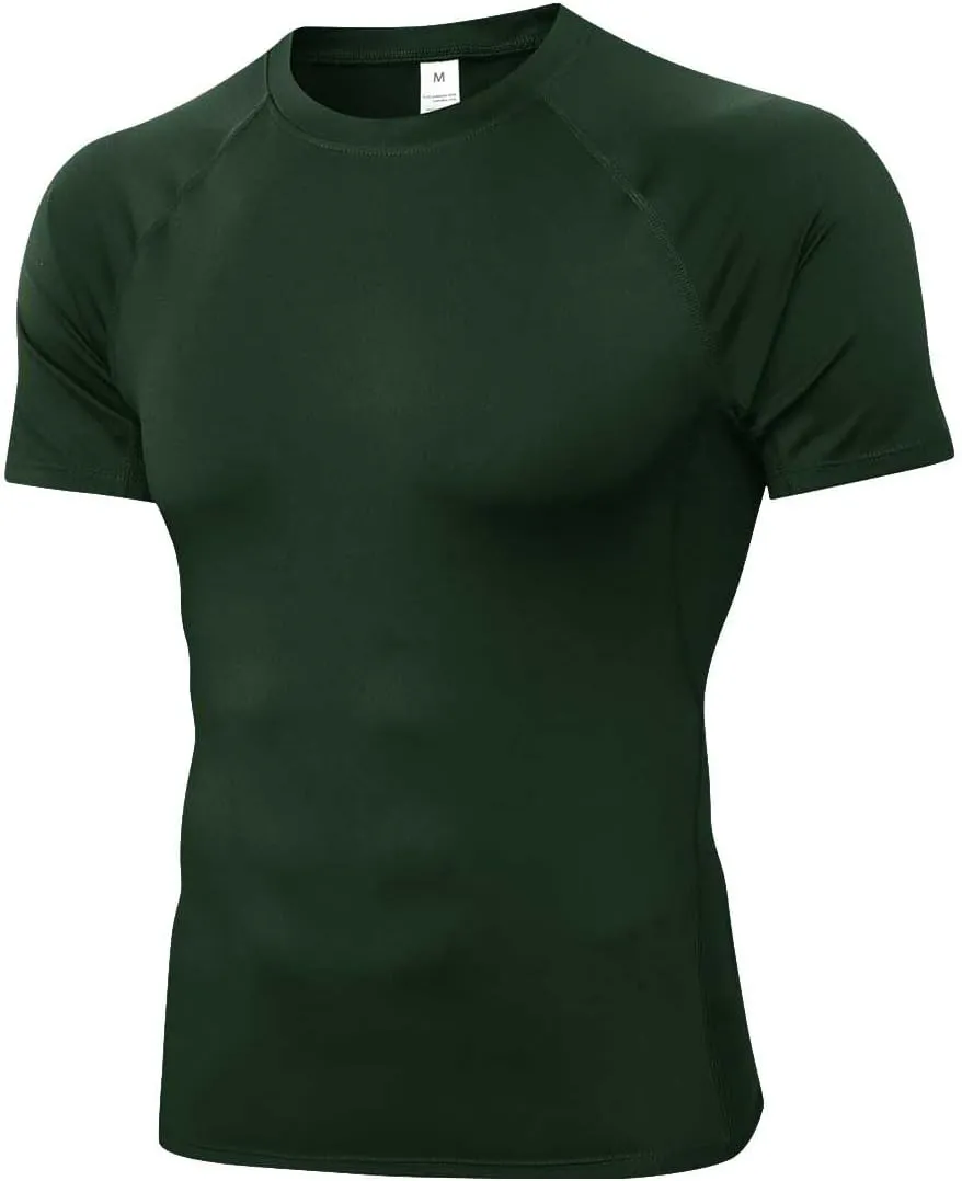 Compression Shirt Men Short Sleeve Cool Dry Workout Gym T-Shirt Breathable Athletic Sports Undershirts Running Tops