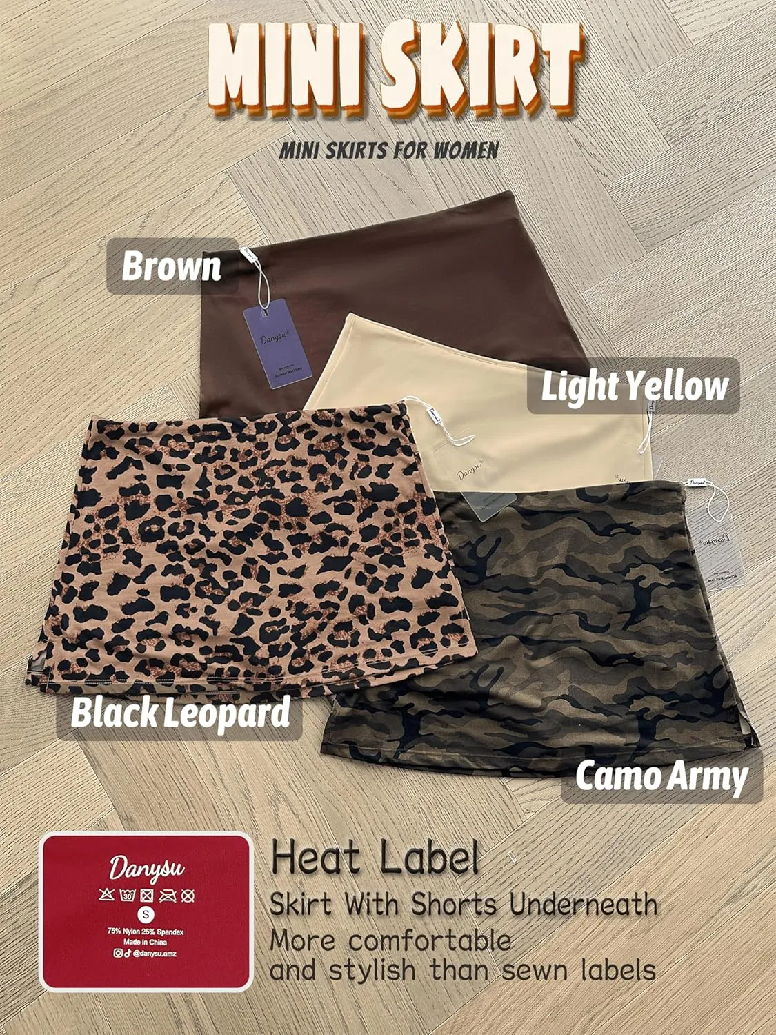 Danysu Stretchy Mini Skorts Mid Waist Skirt with Shorts Side Slit 2025 Sports Daily Going Out Outfits