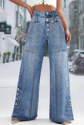 Flytonn-cute winter outfits casual winter outfits christmas outfit party look inspos High Waist Loose Extend Button Jeans Pants