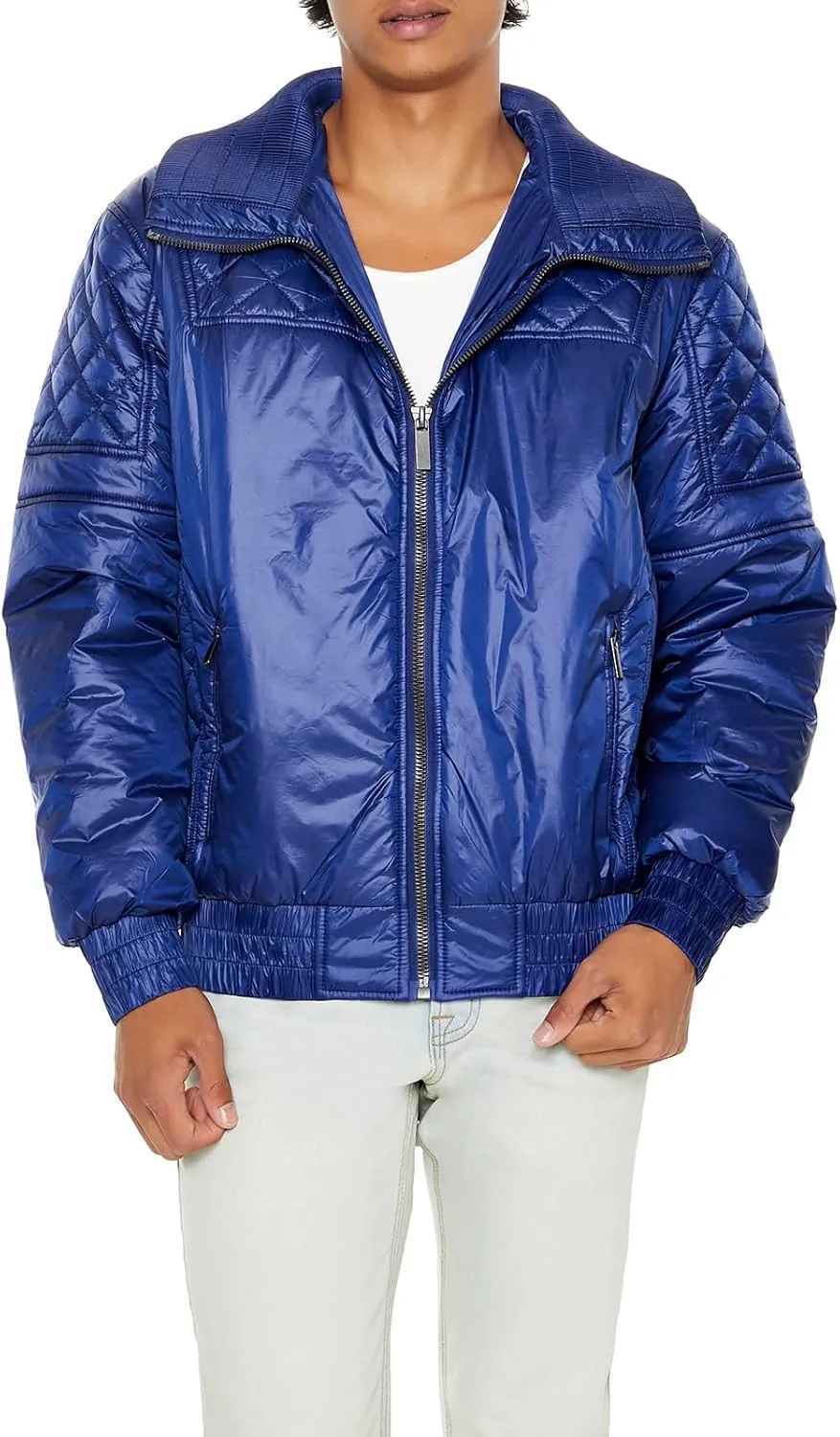 Forever 21 Men's Quilted Bomber Jacket