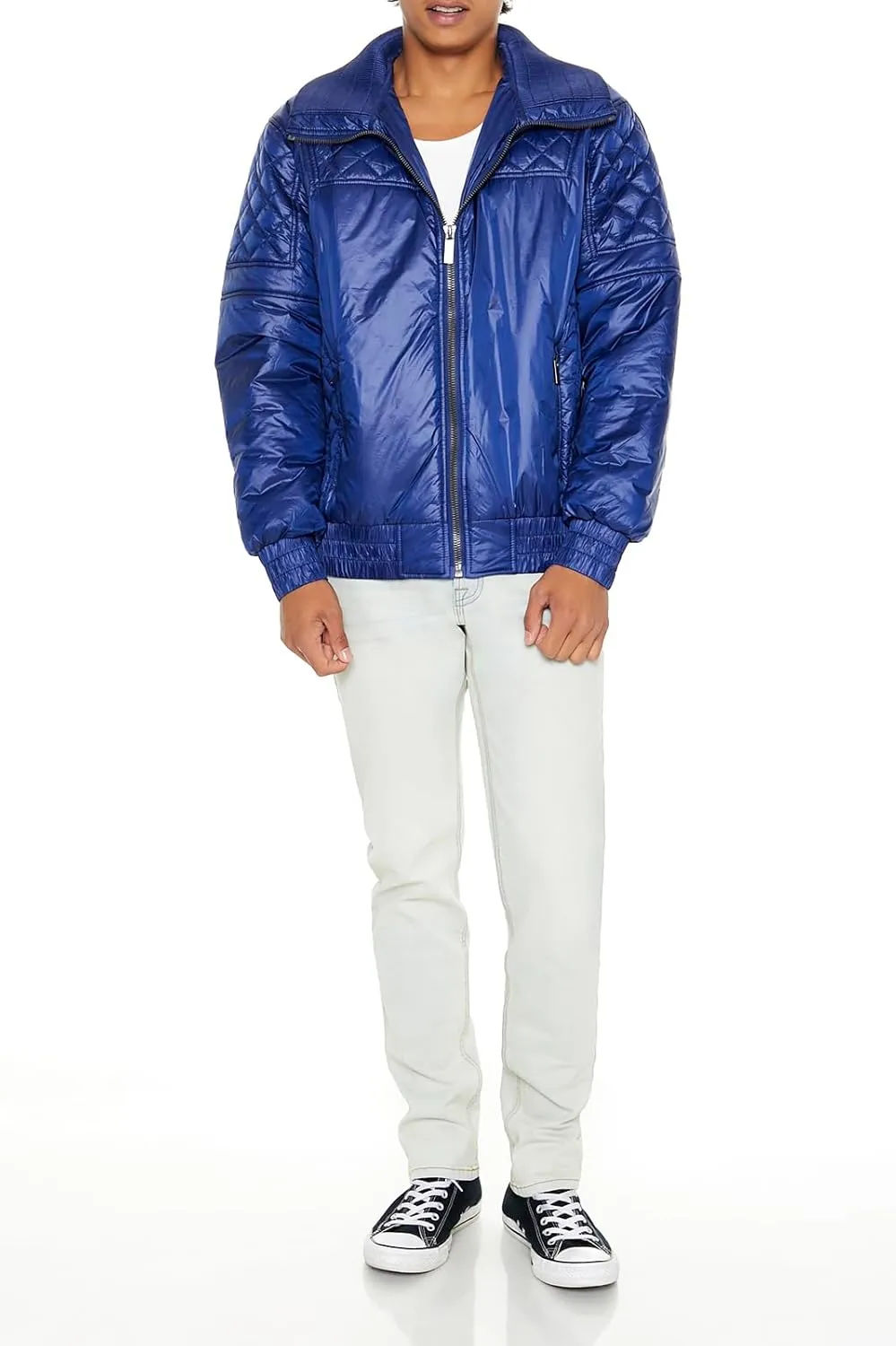 Forever 21 Men's Quilted Bomber Jacket