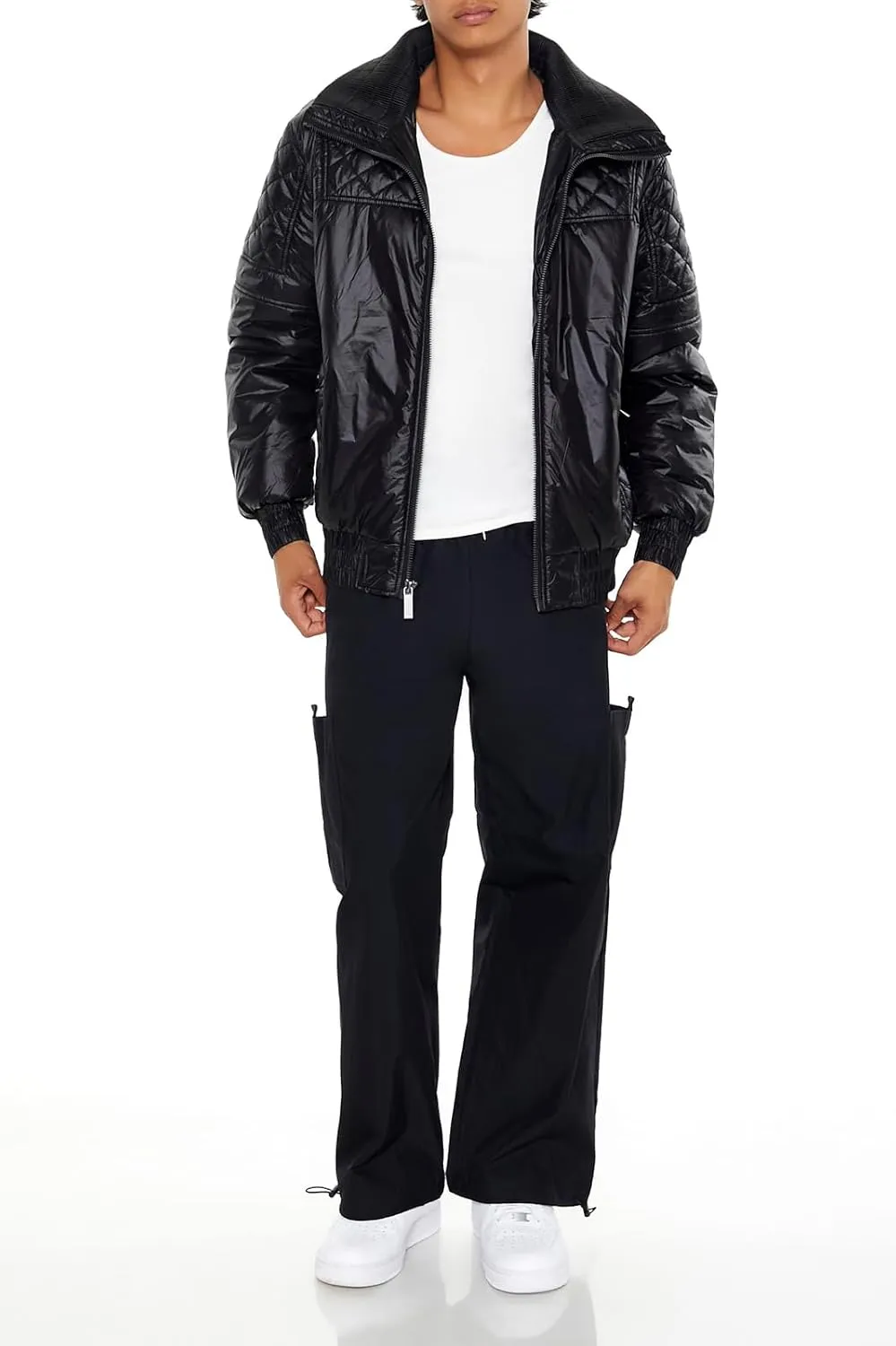Forever 21 Men's Quilted Bomber Jacket