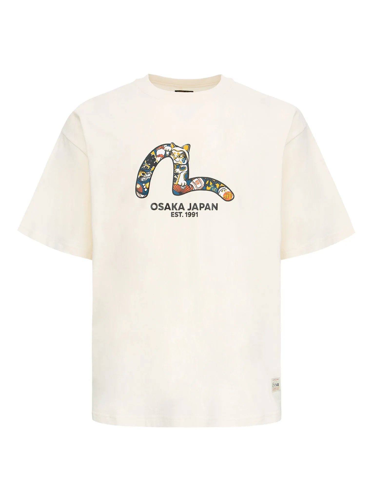 “Fortune Cat Hide-and-Seek” Seagull Print T-Shirt
