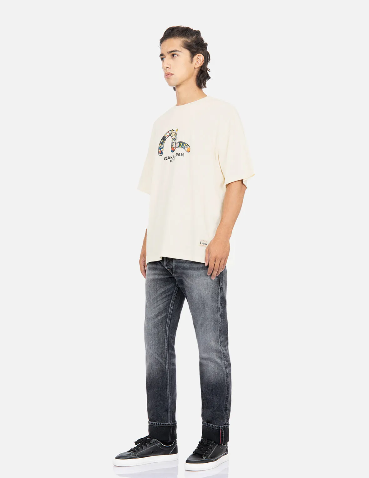 “Fortune Cat Hide-and-Seek” Seagull Print T-Shirt
