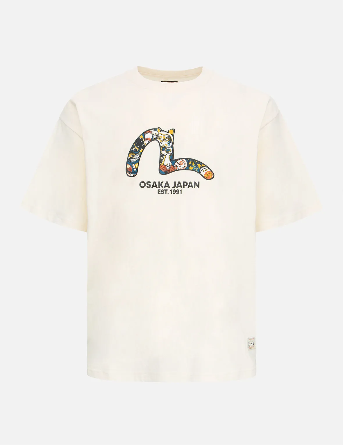 “Fortune Cat Hide-and-Seek” Seagull Print T-Shirt