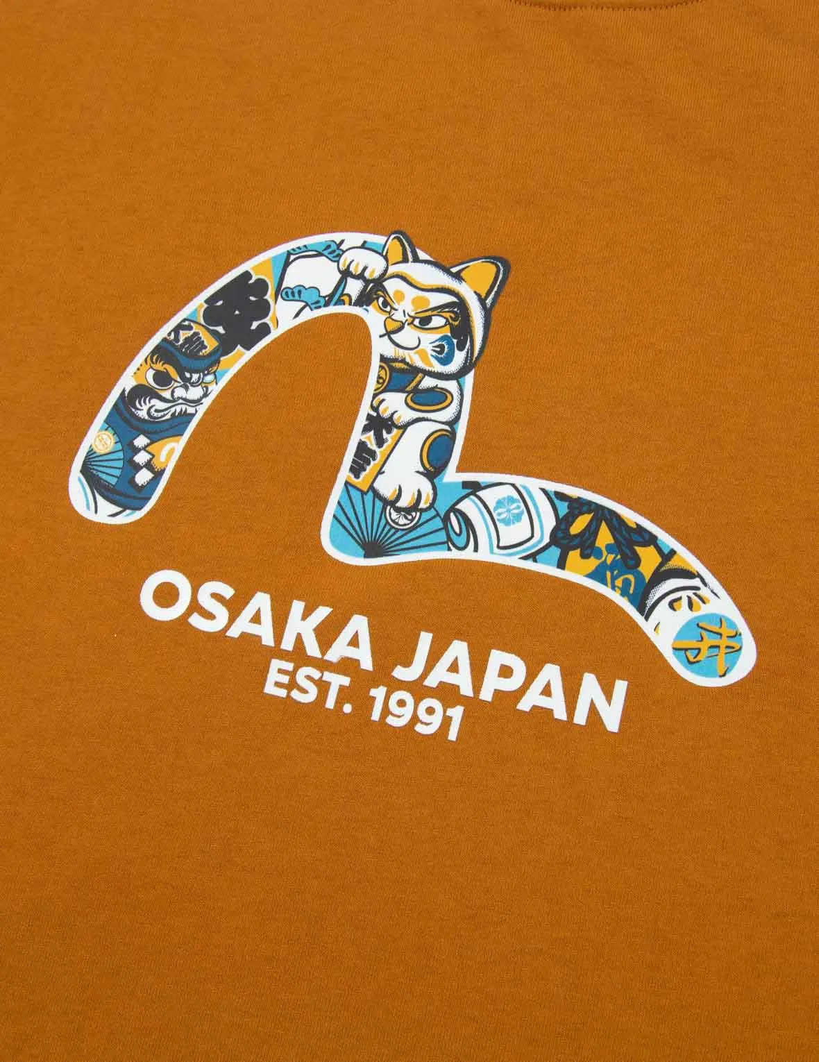 “Fortune Cat Hide-and-Seek” Seagull Print T-Shirt