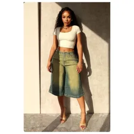 High Waist Hem Straight Leg Jeans