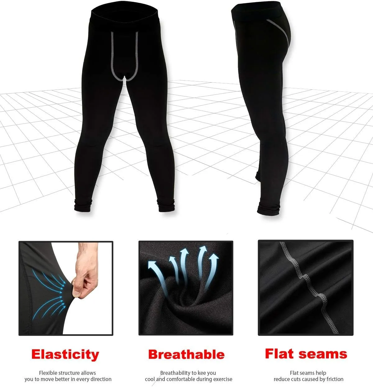 LANBAOSI Youth Boys Compression Leggings Athletic Pants Base Layer Football Workout Tight