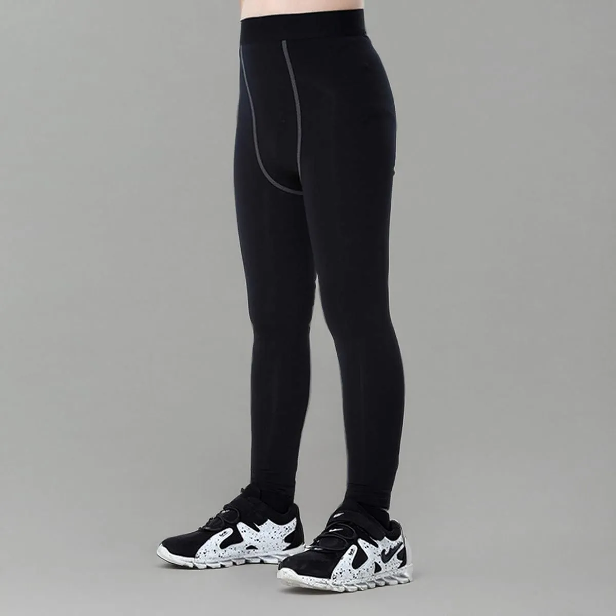 LANBAOSI Youth Boys Compression Leggings Athletic Pants Base Layer Football Workout Tight