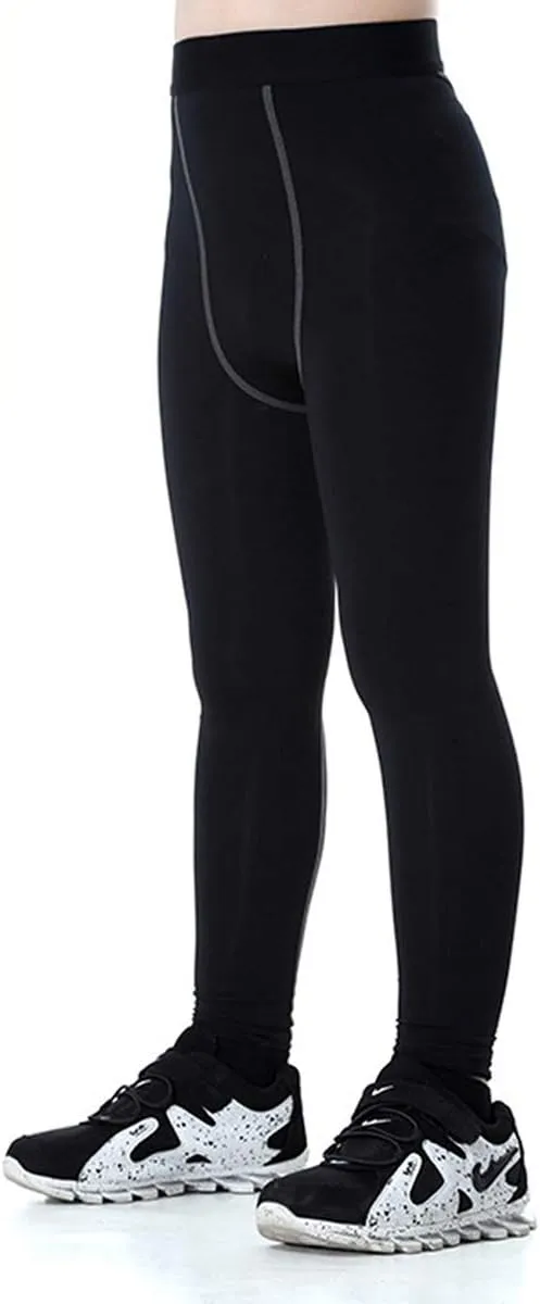 LANBAOSI Youth Boys Compression Leggings Athletic Pants Base Layer Football Workout Tight