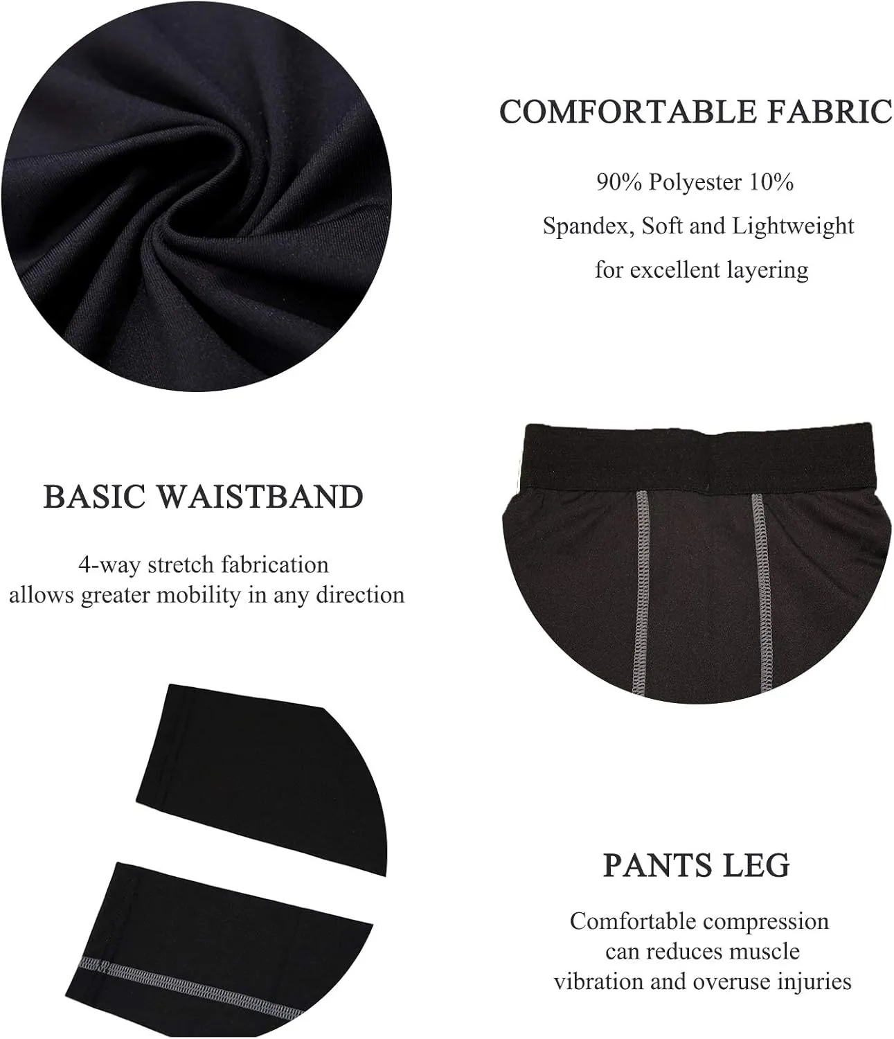 LANBAOSI Youth Boys Compression Leggings Athletic Pants Base Layer Football Workout Tight