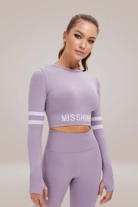 Lilac Athleisure Crop Top with Thumbholes