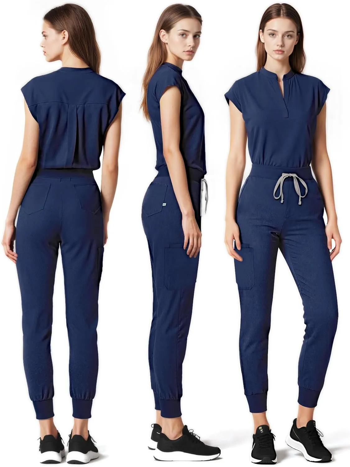 Medical Scrub Pants for Women, Jogger Pants with 6 Pockets, Soft Womens Scrubs Pant Drawstring Mid-Rise Cargo Pants