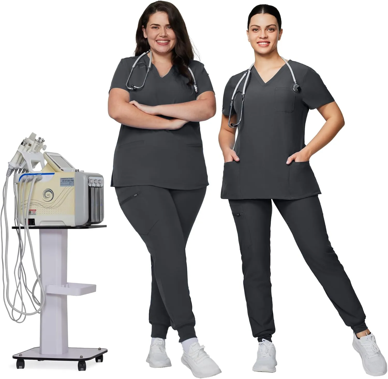 Medical Scrub Pants for Women - Mid Rise 4-Way Stretch Anti-Wrinkle Slim Fit Jogger Pants, Drawstring & 5 Pockets
