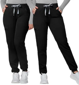 Medical Scrub Pants for Women - Mid Rise 4-Way Stretch Anti-Wrinkle Slim Fit Jogger Pants, Drawstring & 5 Pockets