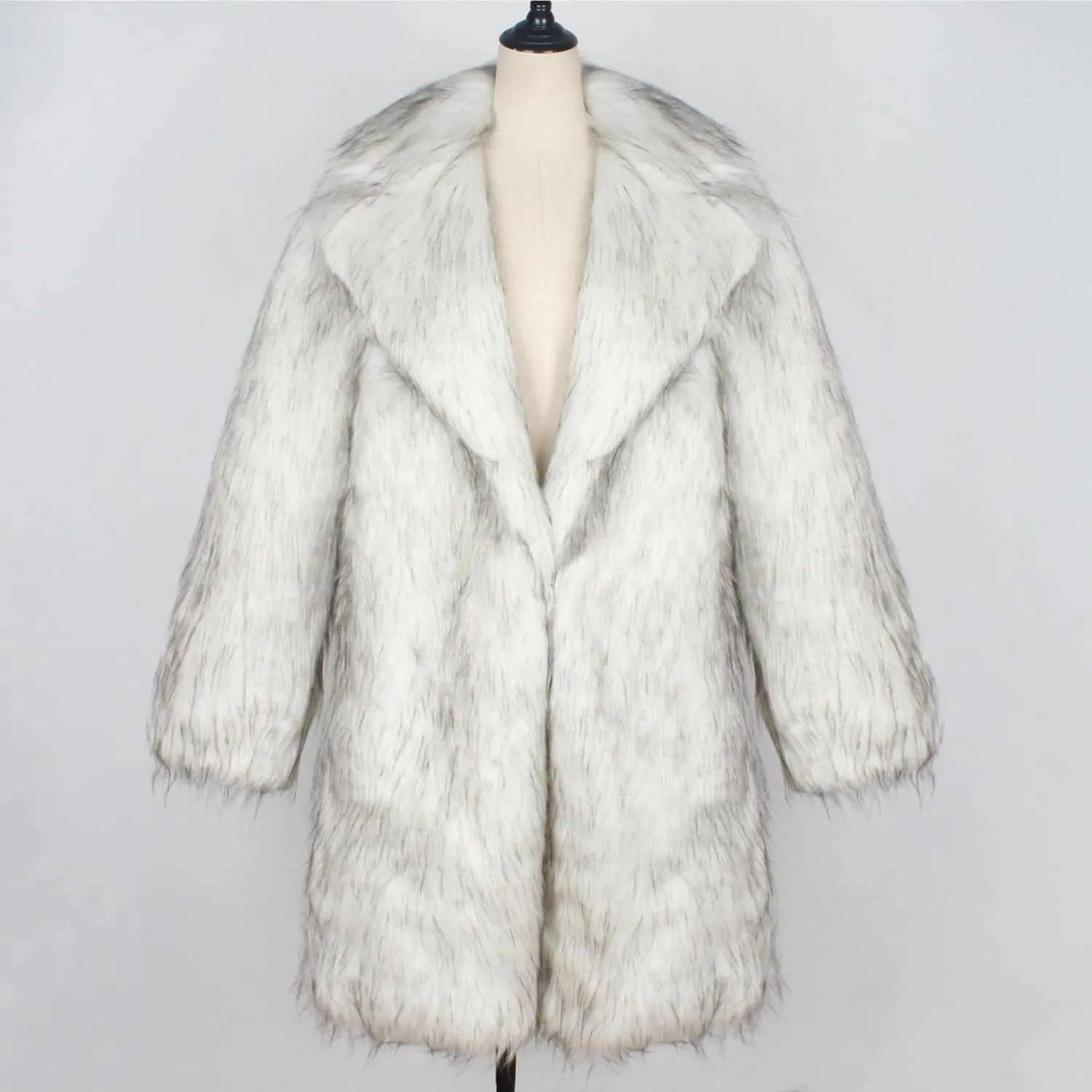 Men Mid Long Casual Faux Mink Coat Single Breasted Business Cozy Fur Jacket Winter Classic Fur Collar Outerwear