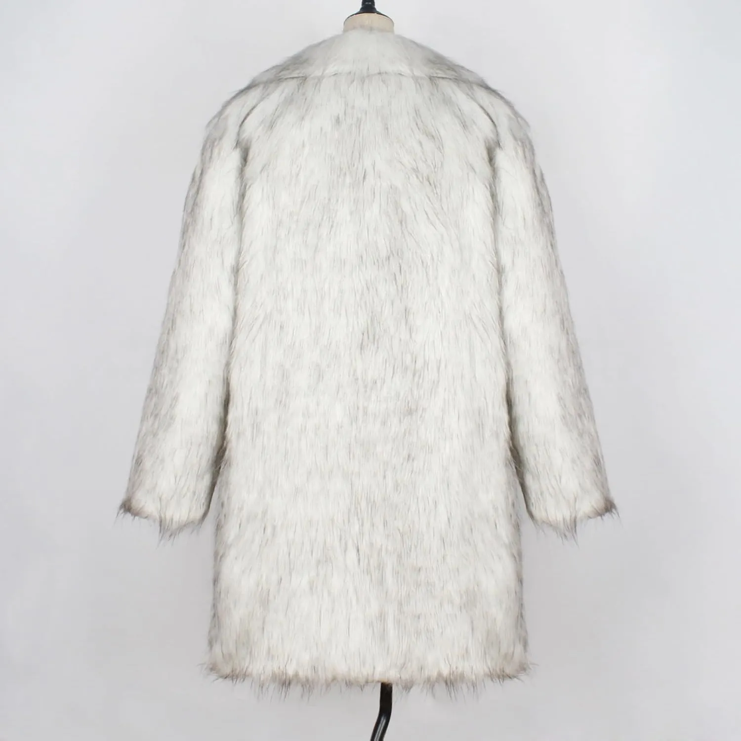 Men Mid Long Casual Faux Mink Coat Single Breasted Business Cozy Fur Jacket Winter Classic Fur Collar Outerwear