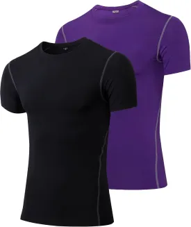 Men's Compression Shirts Short Sleeve Workout T Shirts Athletic Sports Base Layer Cool Dry Gym Tops Undershirts