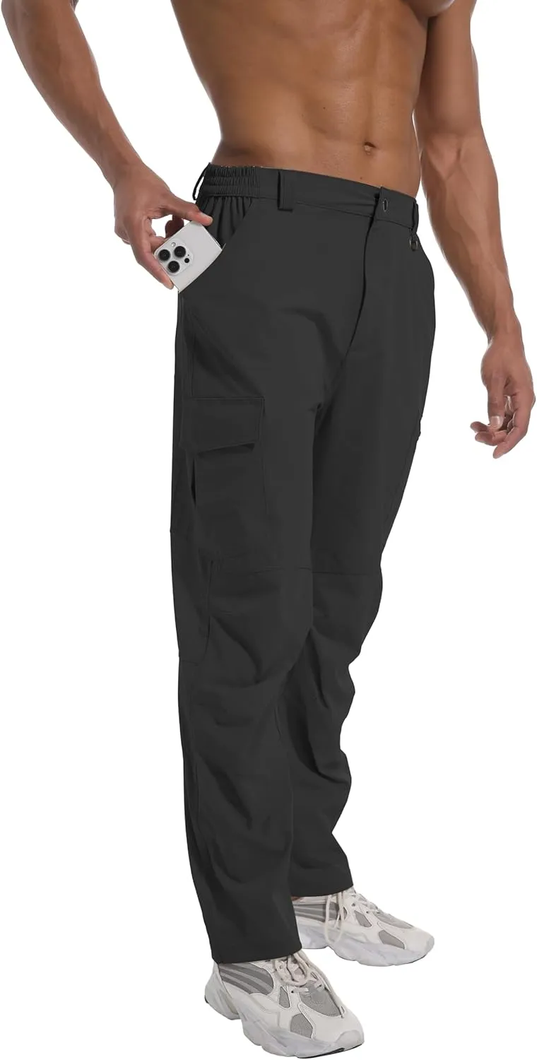 Men's Hiking Cargo Pants Lightweight Quick-Dry Waterproof Stretch Work Fishing Travel Outdoor Pants with 6 Pockets