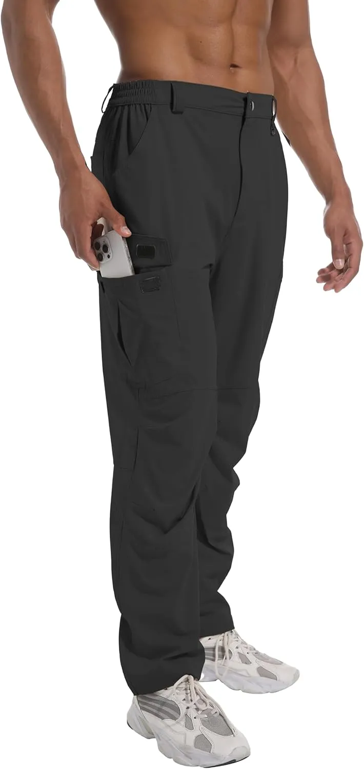 Men's Hiking Cargo Pants Lightweight Quick-Dry Waterproof Stretch Work Fishing Travel Outdoor Pants with 6 Pockets