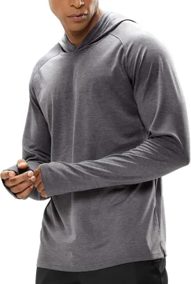 MIER Men's UPF 50  Sun Protection Hoodie Long Sleeve SPF Fishing Hiking Running Thumbhole Shirts Hooded Quick Dry Lightweight