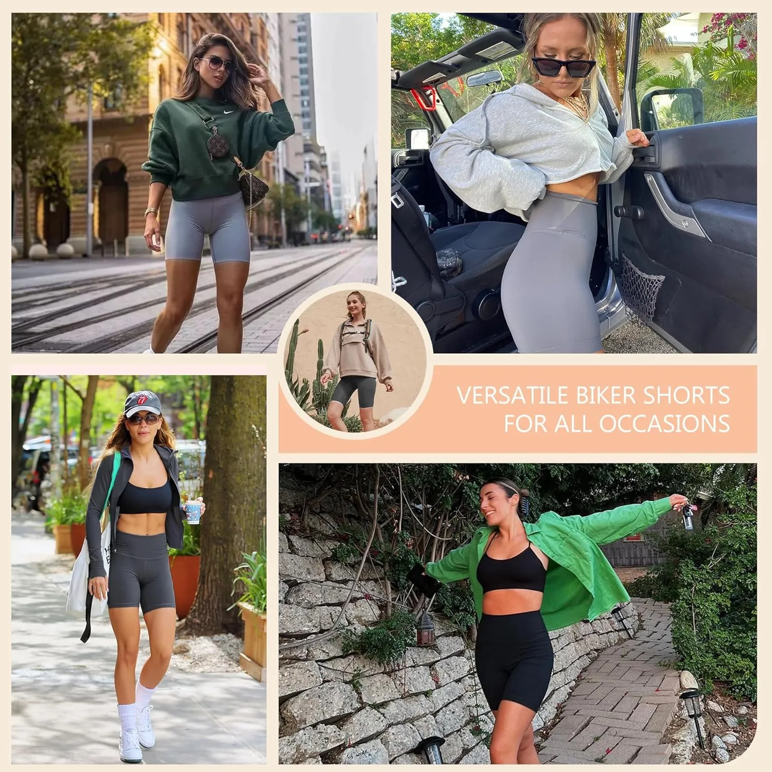 Natural Feelings 3 Pack Biker Shorts for Women-8" Workout Athletic Gym Sports Yoga Shorts Pants