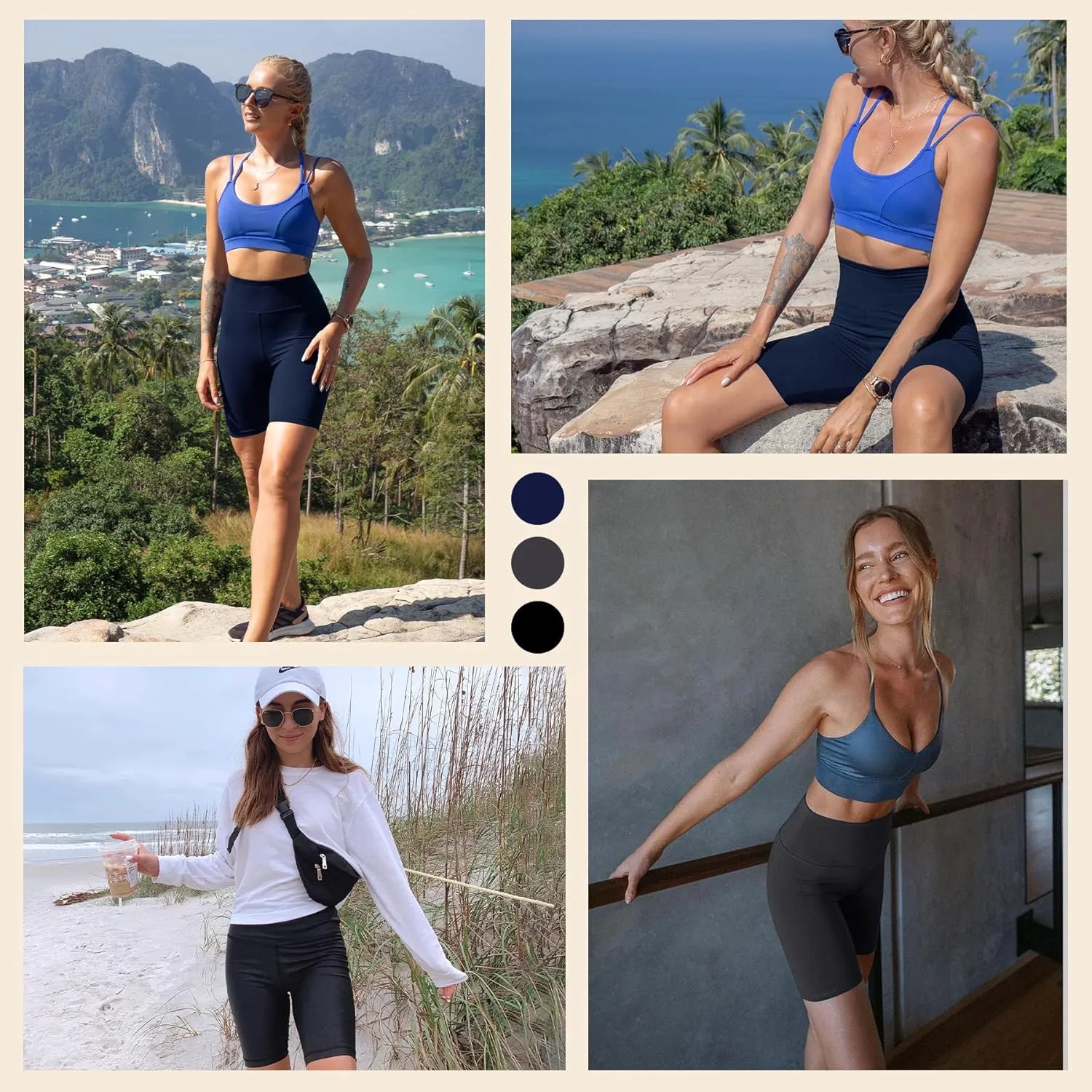 Natural Feelings 3 Pack Biker Shorts for Women-8" Workout Athletic Gym Sports Yoga Shorts Pants