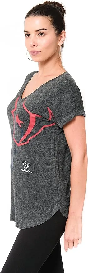 NFL Houston Texans Official Women's Super Soft Modal Vintage V-Neck T-Shirt|Houston Texans