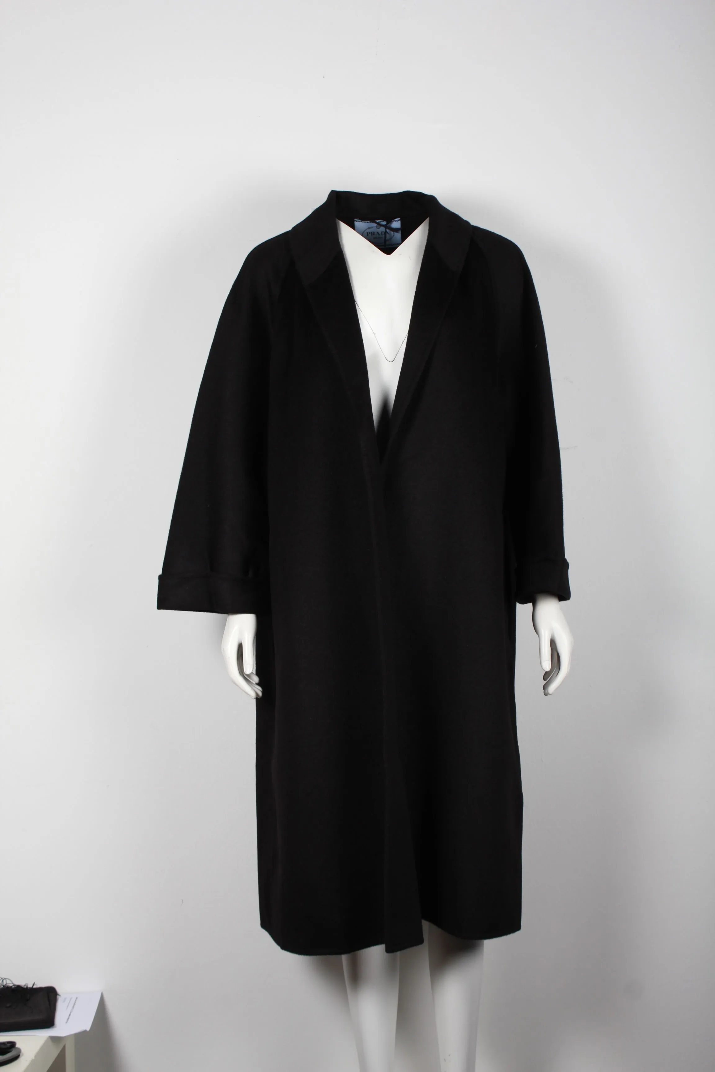 Prada Long Coat in Black Wool