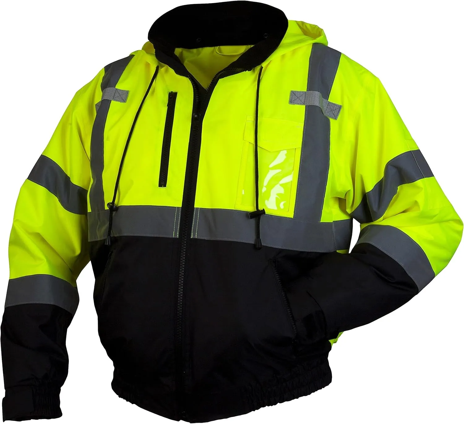 Pyramex RJ31 Series Waterproof Class 3 Fleece Bomber Safety Jacket, Lime, Large