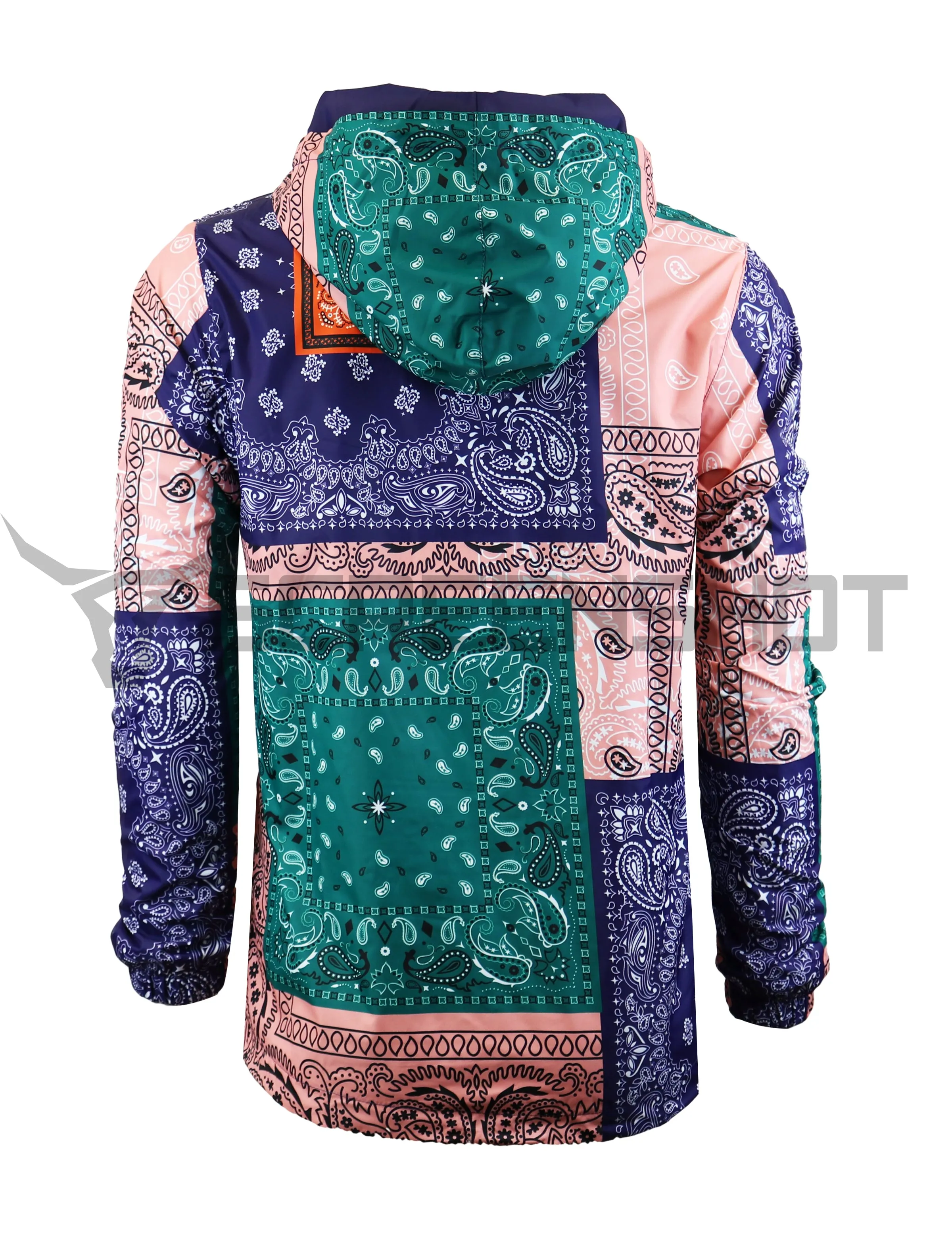 S51011-BANDANA PATCHWORK WINDBREAKER JACKET (PURPLE)