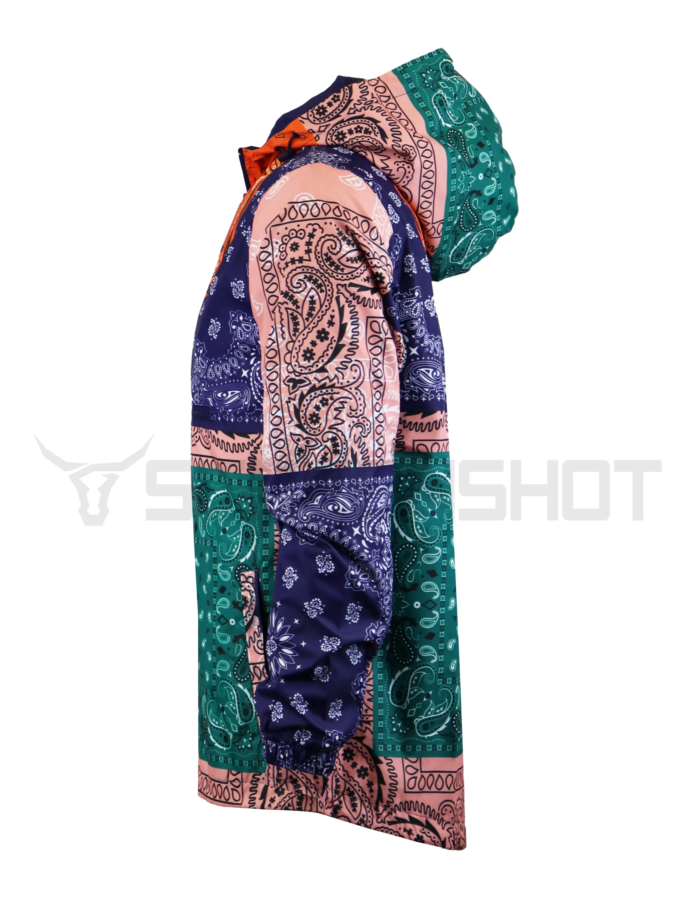 S51011-BANDANA PATCHWORK WINDBREAKER JACKET (PURPLE)