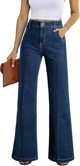 Sidefeel Womens Wide Leg Jeans Casual Baggy High Waisted Stretch Denim Pants