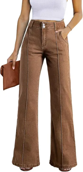 Sidefeel Womens Wide Leg Jeans Casual Baggy High Waisted Stretch Denim Pants