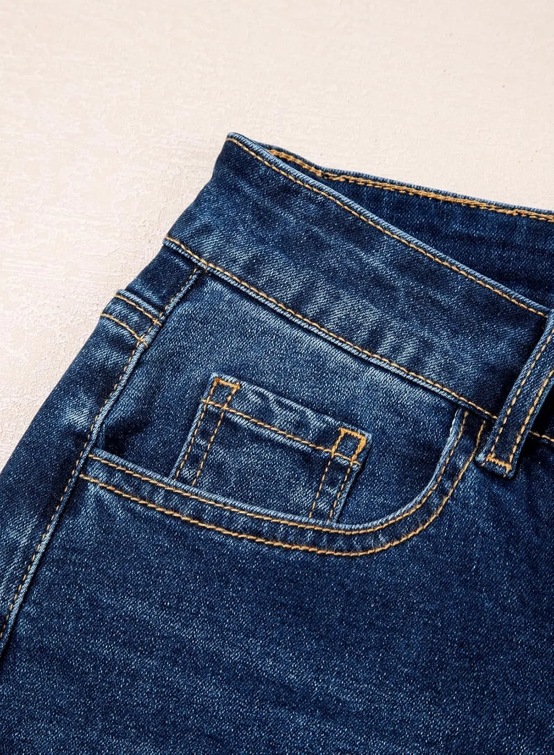 Sidefeel Women's Wide Leg Jeans High Waisted Stretchy Baggy Raw Hem Crossover Button Denim Pants