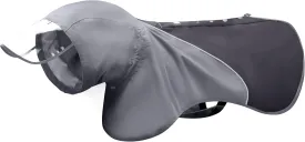 Slip-On Dog Rain Poncho, Quick & Easy to Wear Dog Raincoat, Unrestricted, Super Lightweight, and Waterproof Rain Jacket for All Breeds, Adjustable and Reflective (Grey, XL)