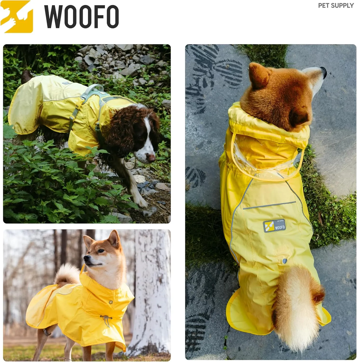 Slip-On Dog Rain Poncho, Quick & Easy to Wear Dog Raincoat, Unrestricted, Super Lightweight, and Waterproof Rain Jacket for All Breeds, Adjustable and Reflective (Grey, XL)