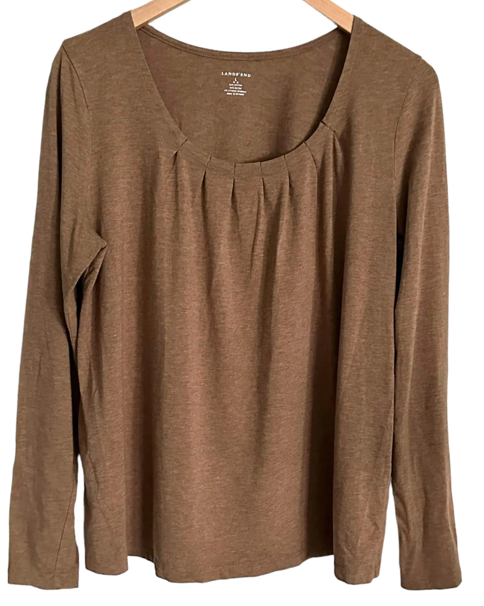 Soft Autumn Heather Brown Pleated Tee