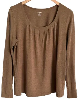 Soft Autumn Heather Brown Pleated Tee