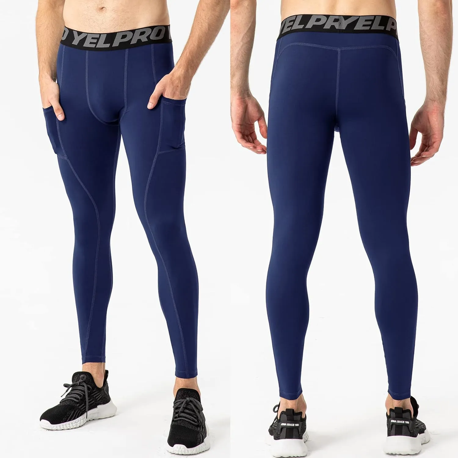 SPVISE 2 or 3 Pack Men's Compression Pants Leggings Running Tights with Pocket Cool Dry Workout Base Layer Athletic Gym Pants