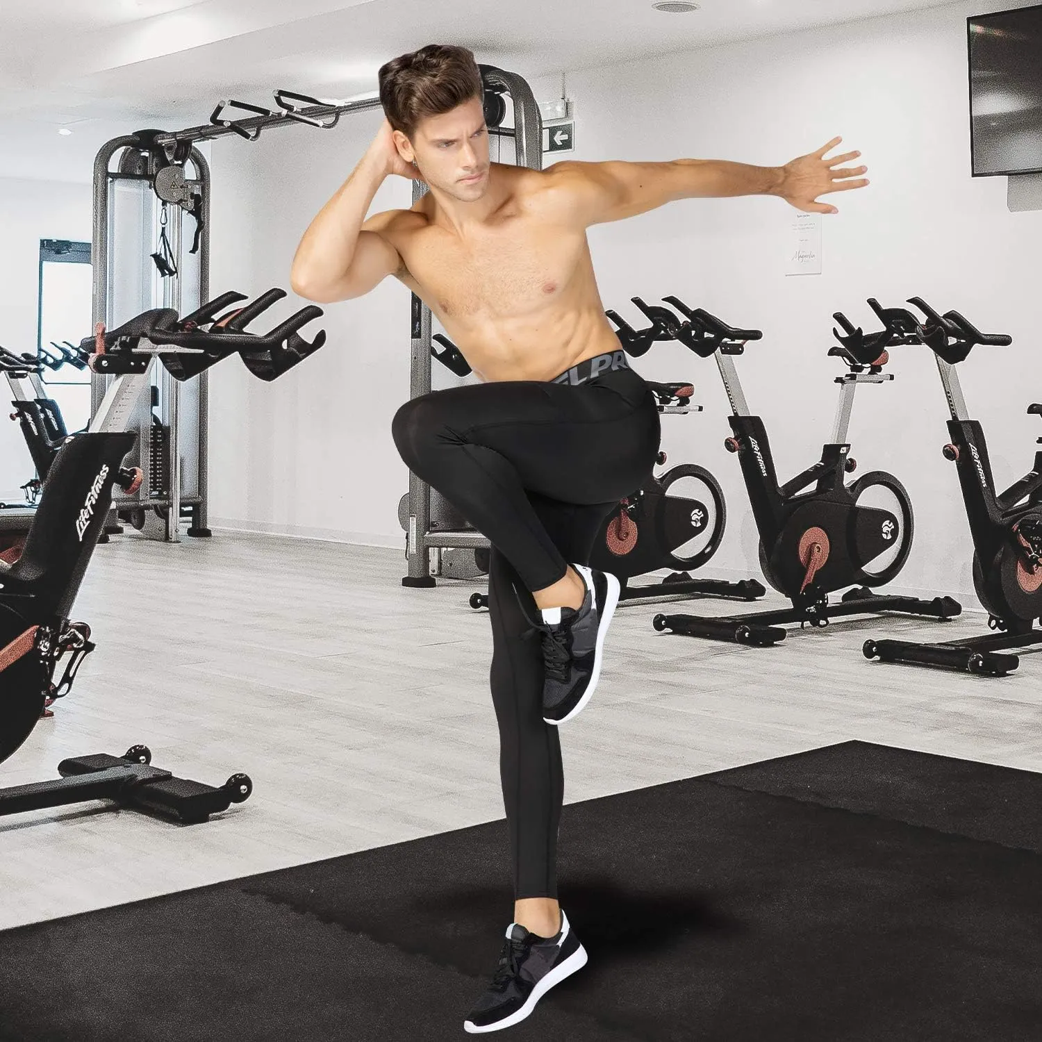 SPVISE 2 or 3 Pack Men's Compression Pants Leggings Running Tights with Pocket Cool Dry Workout Base Layer Athletic Gym Pants